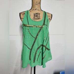 Green Sequin Embellished Top